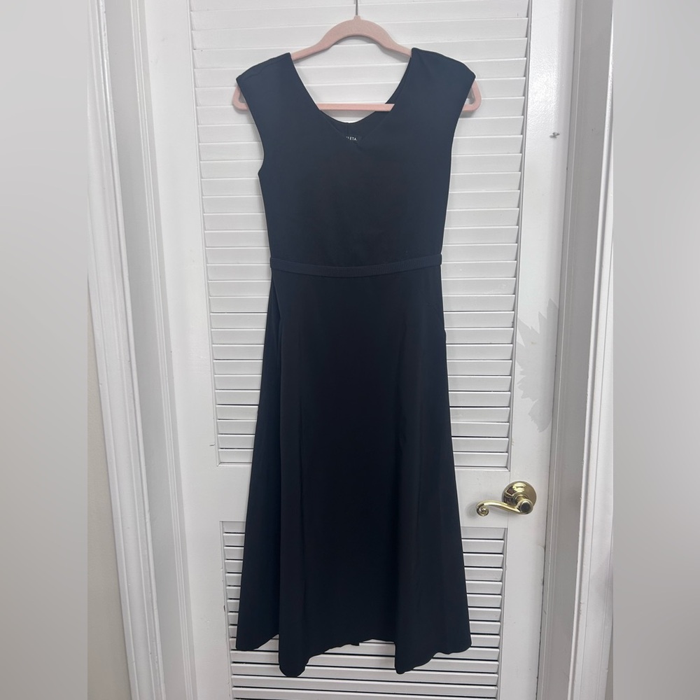 ATHLETA MIDI black dress Athleisure open back pockets women’s size Small - Picture 8 of 8